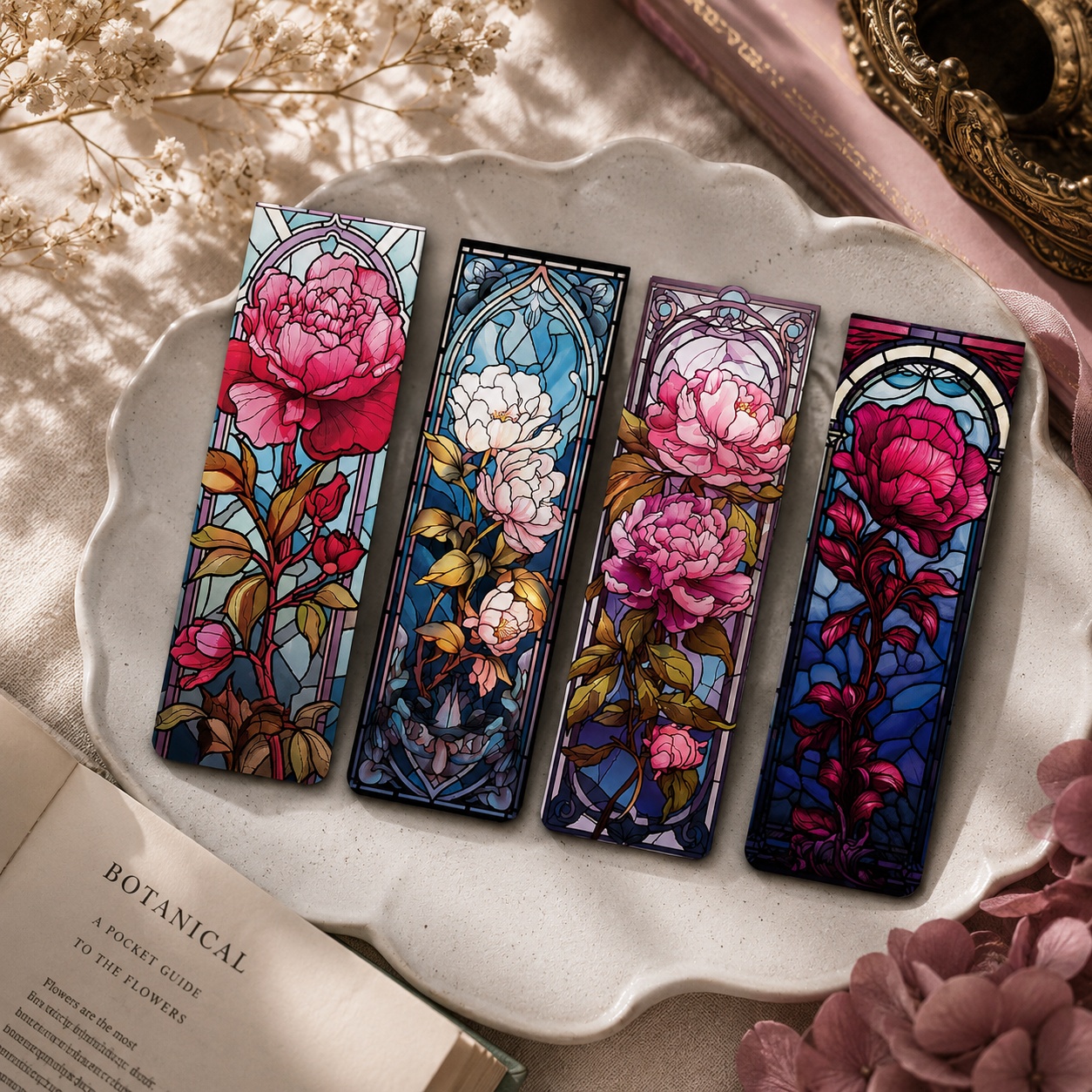 Магнітні закладки “Stained Glass Flowers” для книг