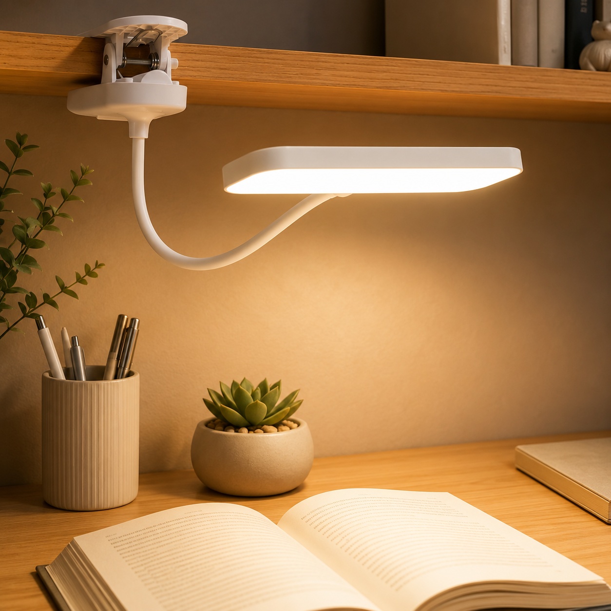 Настільна LED лампа з кліпсою для читання USB акумуляторна