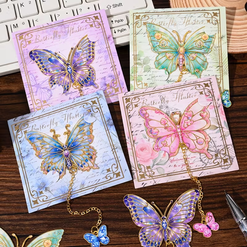Металева закладка для книги «Butterfly Flutter» з метеликом та підвіскою