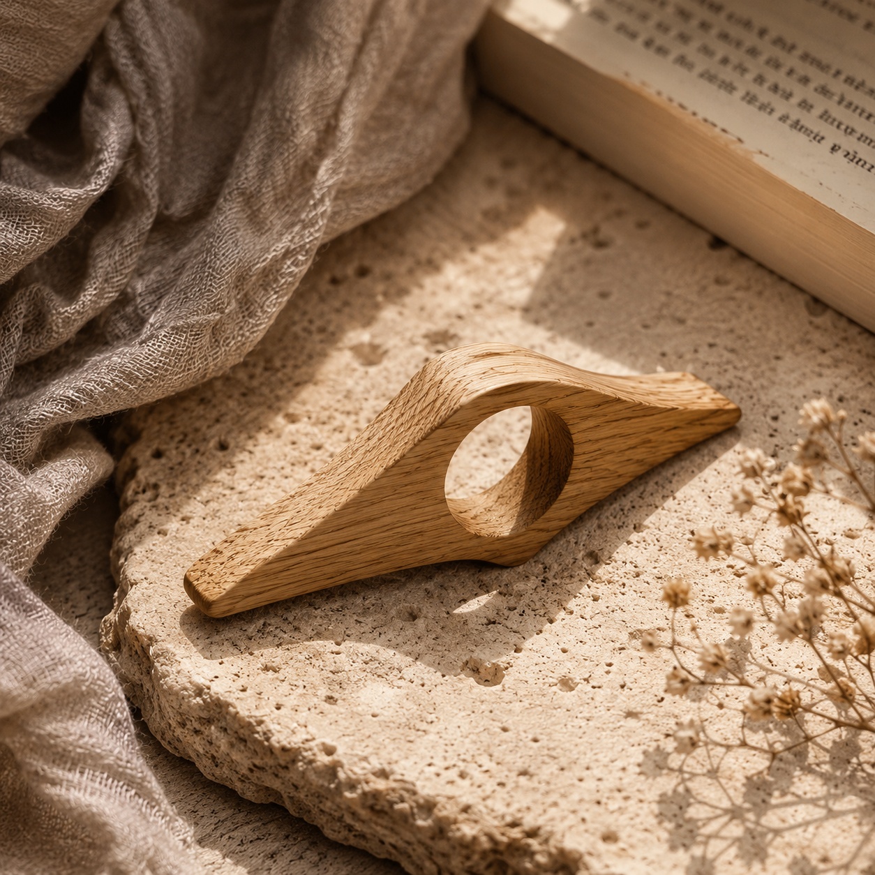 Деревʼяний тримач для сторінок книги one-hand reading bookmark