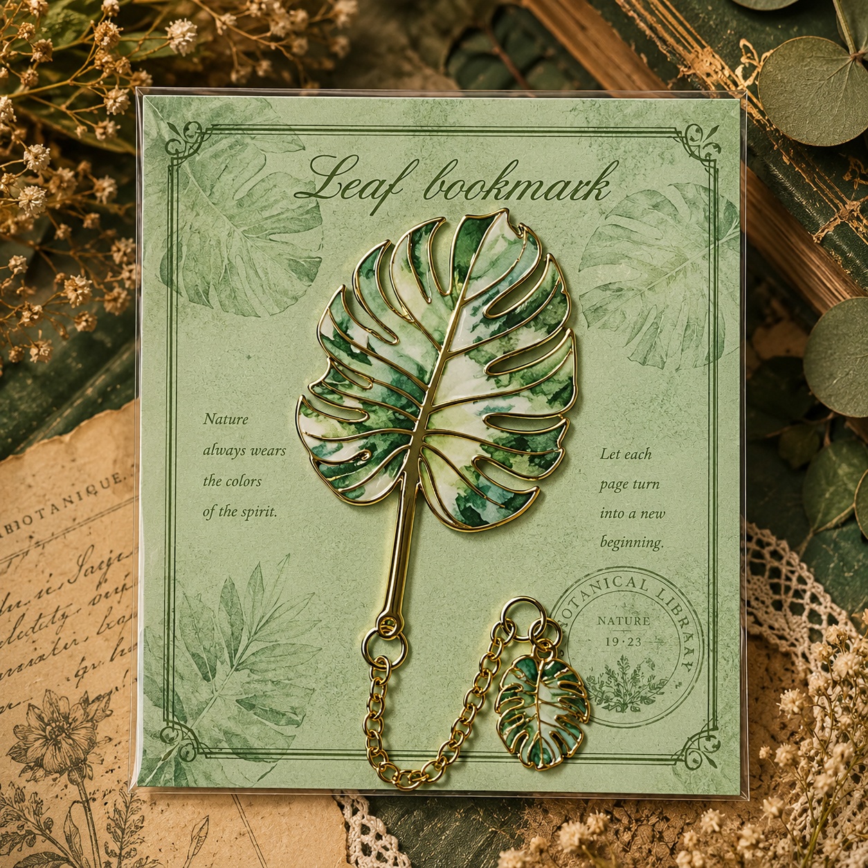 Металева закладка «Vintage Leaves» монстера
