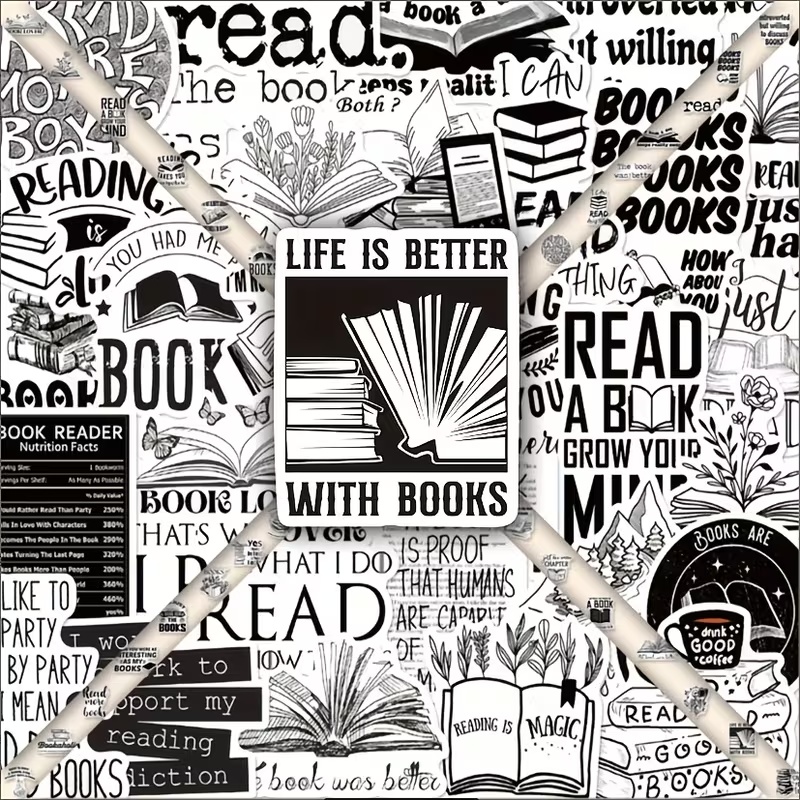 Набір наклейок “Book Lover Quotes” reading aesthetic 54 шт