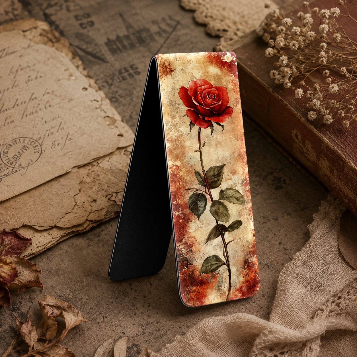 Магнітна закладка «Vintage Roses» червона троянда