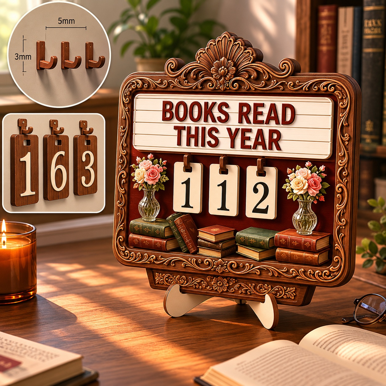 Декоративний лічильник прочитаних книг “Books Read This Year” vintage edition
