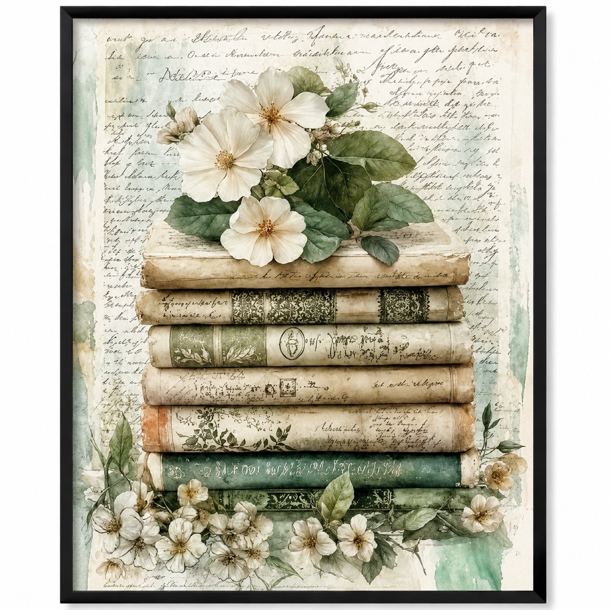 Постер “Vintage Botanical Library” aesthetic полотно для інтерʼєру