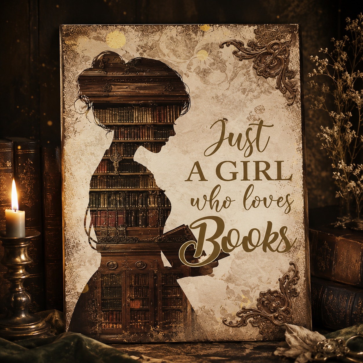 Постер «Just A Girl Who Loves Books» для книголюбів 30×40 см