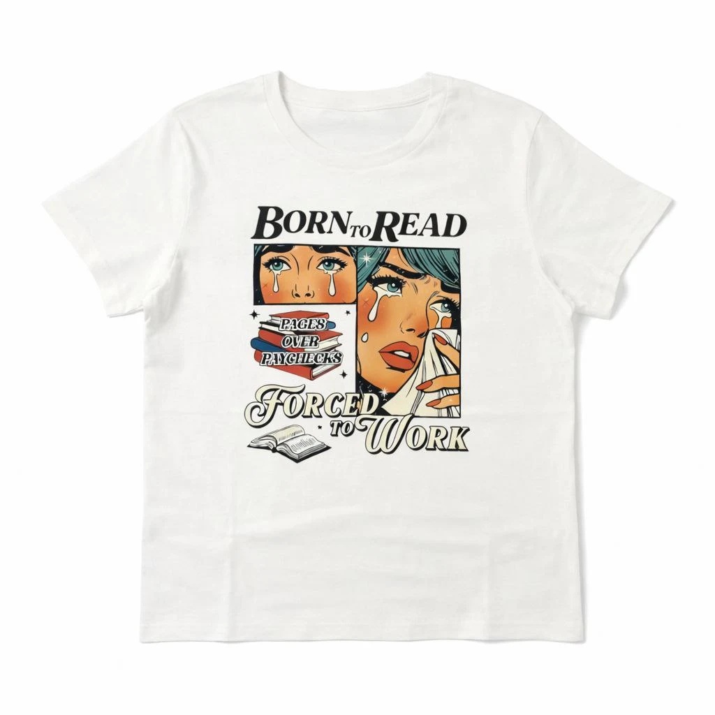 Футболка Born to Read Forced to Work - Білий / S-M