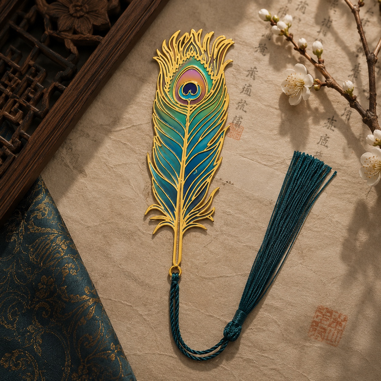 Металева закладка «Elegant Feather» павичеве перо