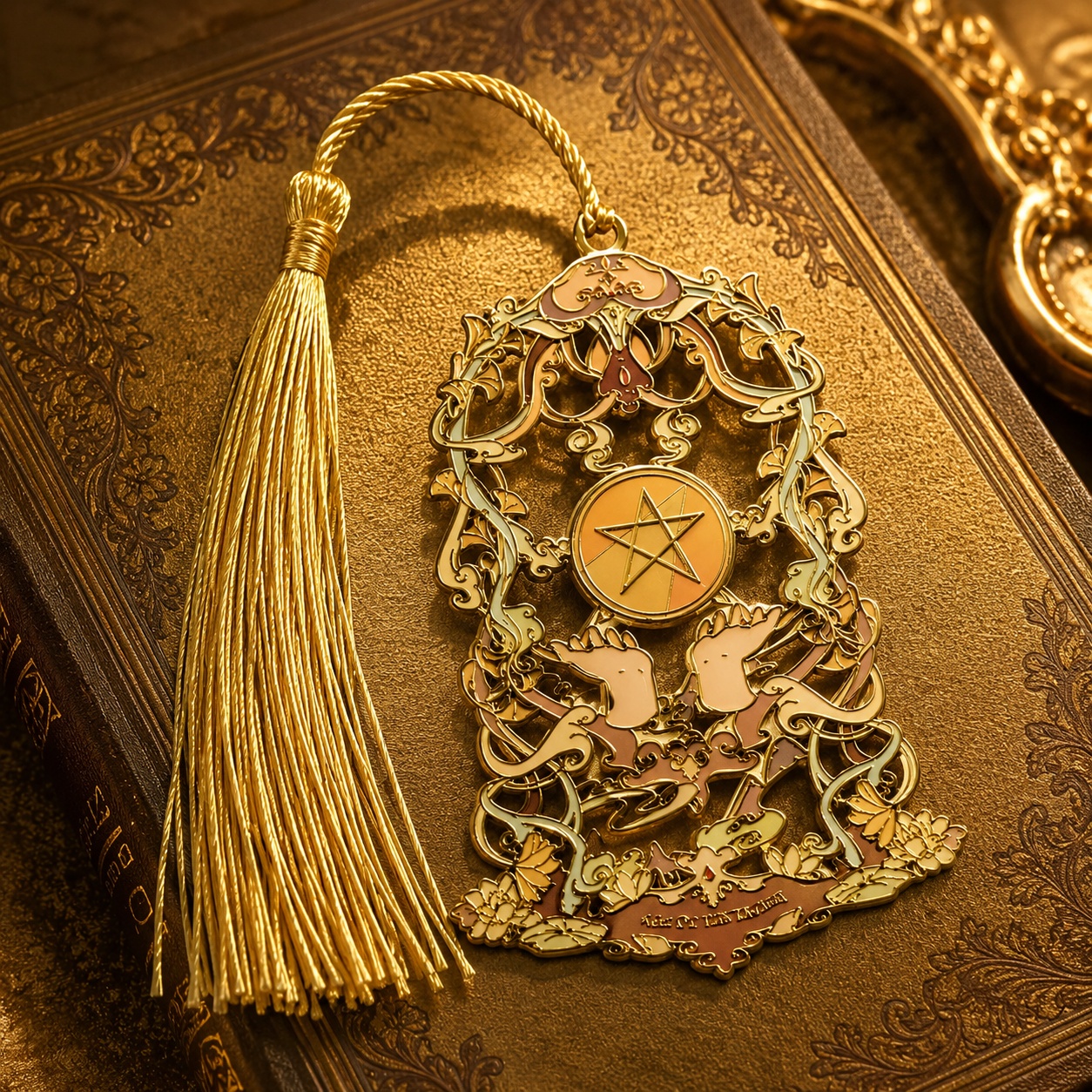 Металева закладка для книг “Ас Пентаклів” Tarot Bookmark з китицею