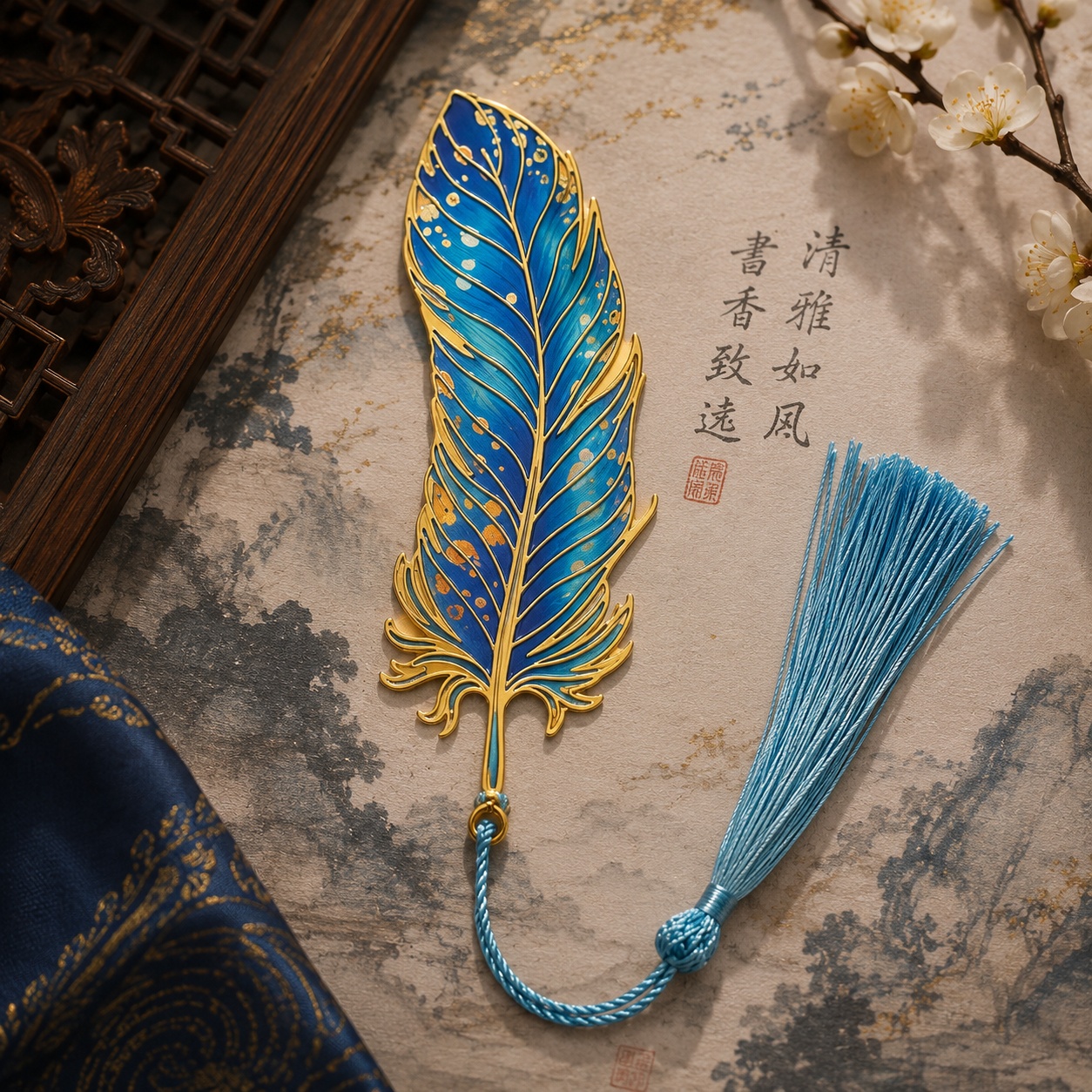 Металева закладка «Elegant Feather» небесне перо