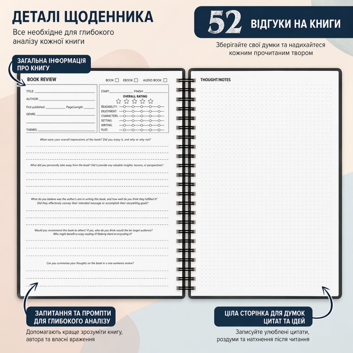 Читацький щоденник на спіралі — щоденник читача | Stashko (Сташко)