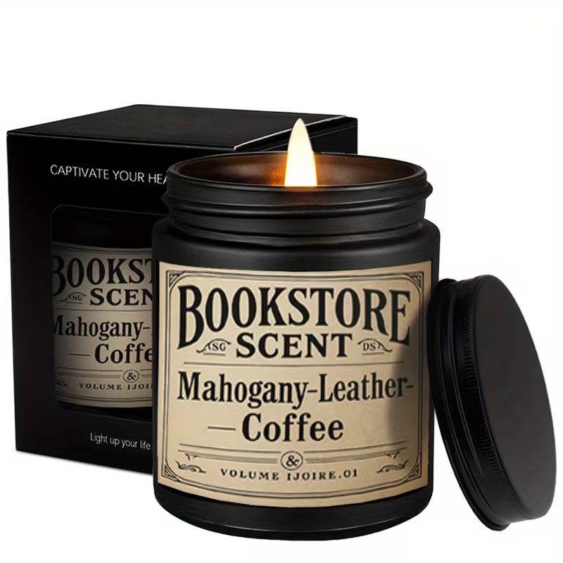 Ароматична свічка “Bookstore Scent” Mahogany Leather Coffee