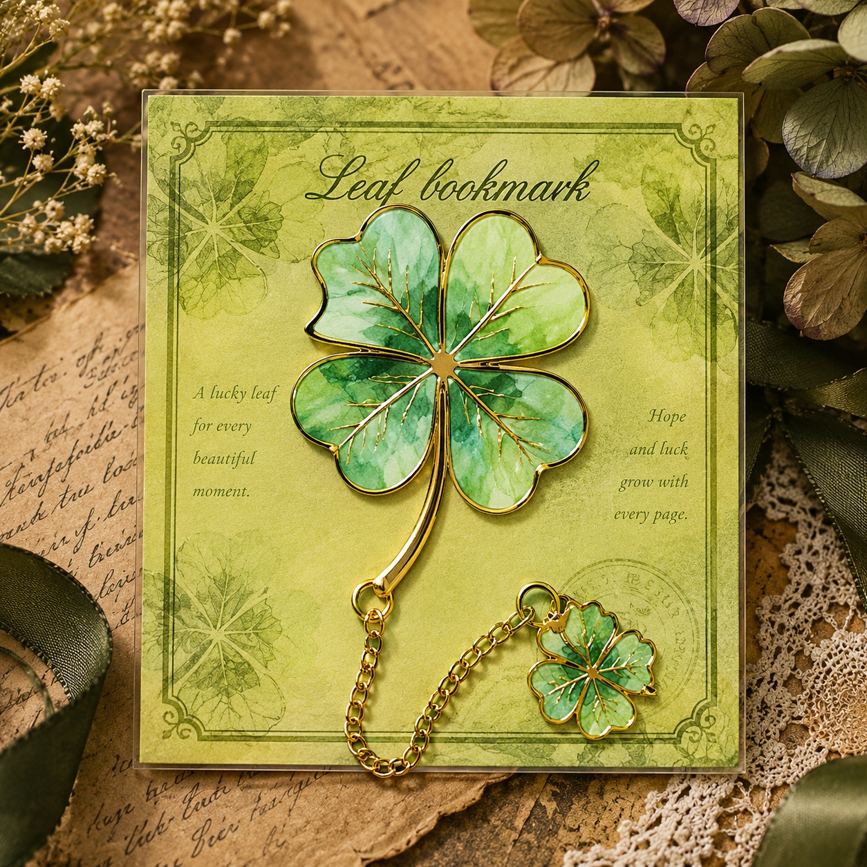 Металева закладка «Vintage Leaves» конюшина