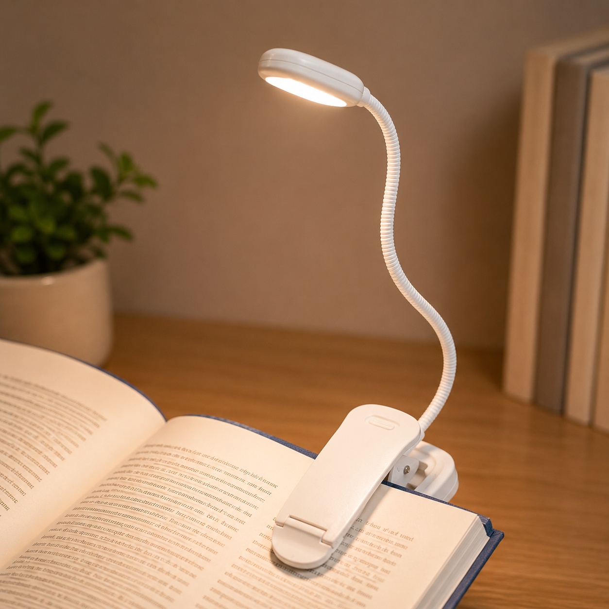 LED настільна лампа з кліпсою біла