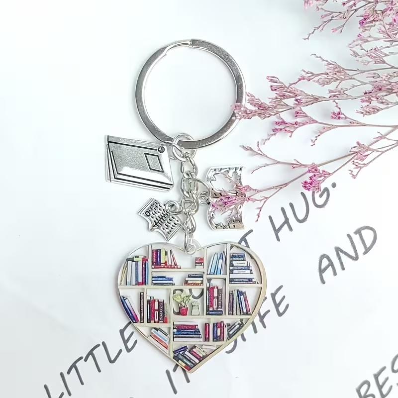 Брелок “Bookshelf Heart” heart bookshelf keychain для книголюбів