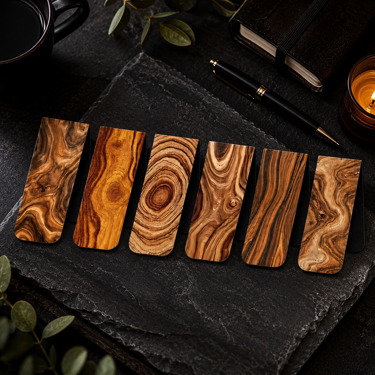 Набір магнітних закладок “Wood Texture” wood aesthetic для книг 6 шт