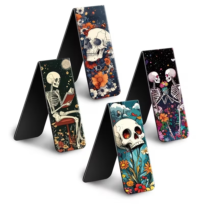 Магнітні закладки “Floral Skull” для книг 4 дизайни