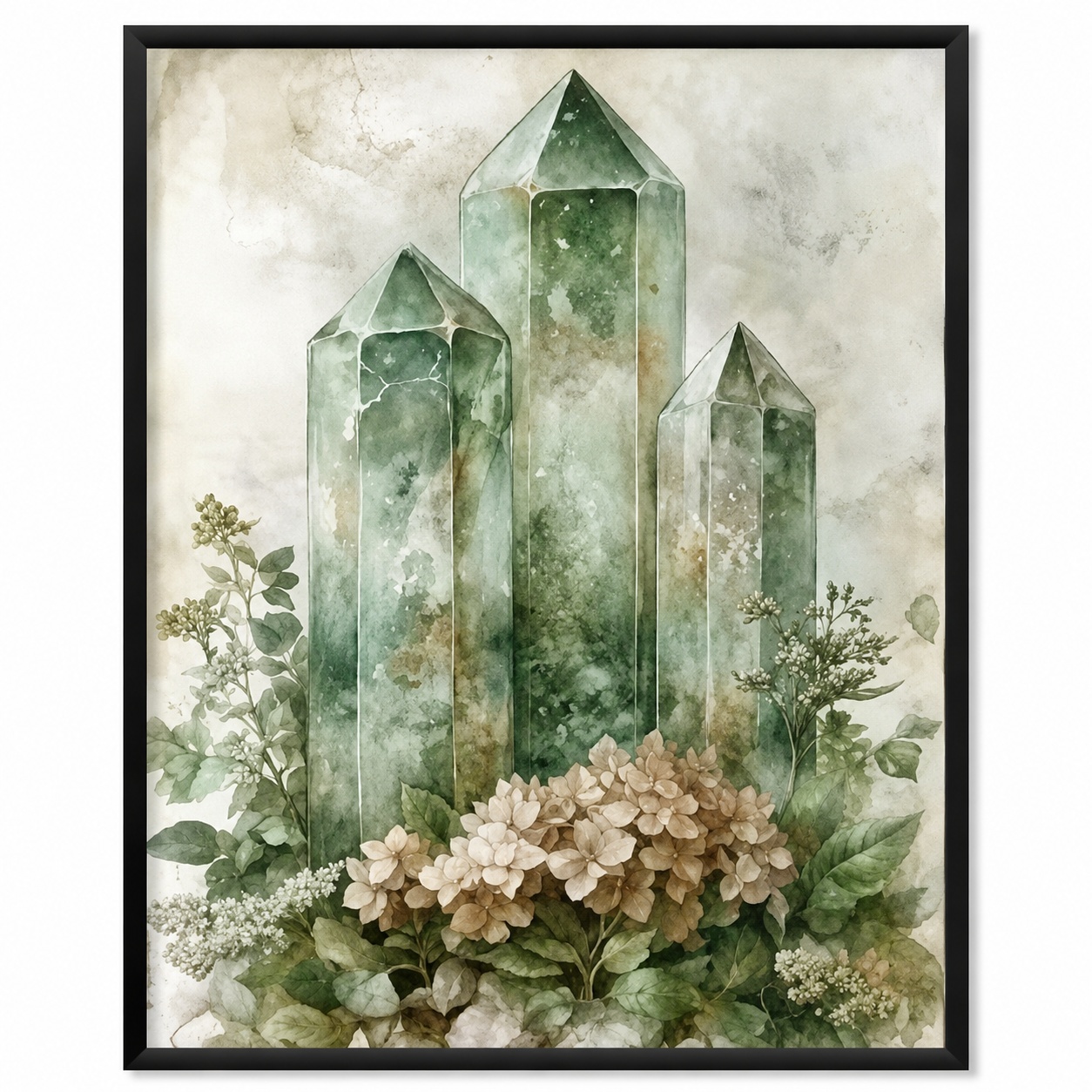 Постер “Vintage Botanical Library” Зелені кристали 30 × 40 см