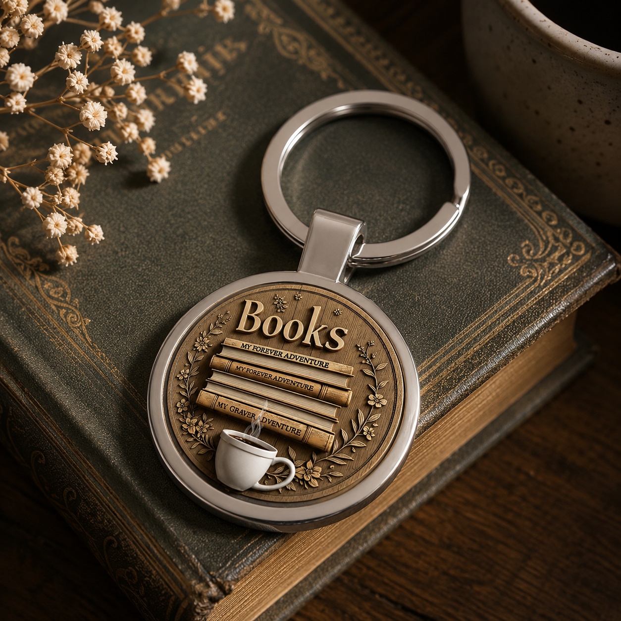 Брелок “Books My Forever Adventure” vintage book aesthetic keychain Slug товару