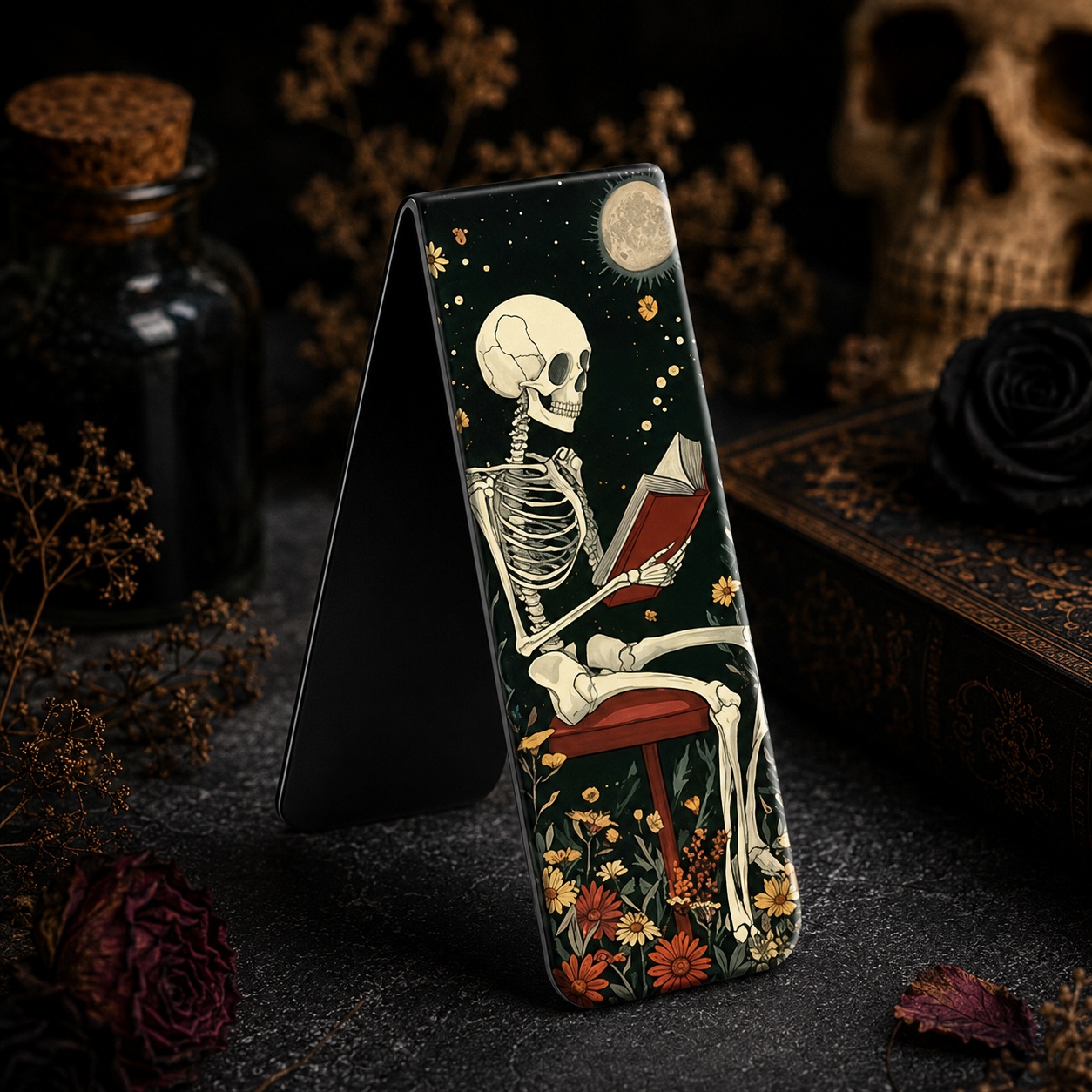 Магнітні закладки “Floral Skull” для книг 4 дизайни