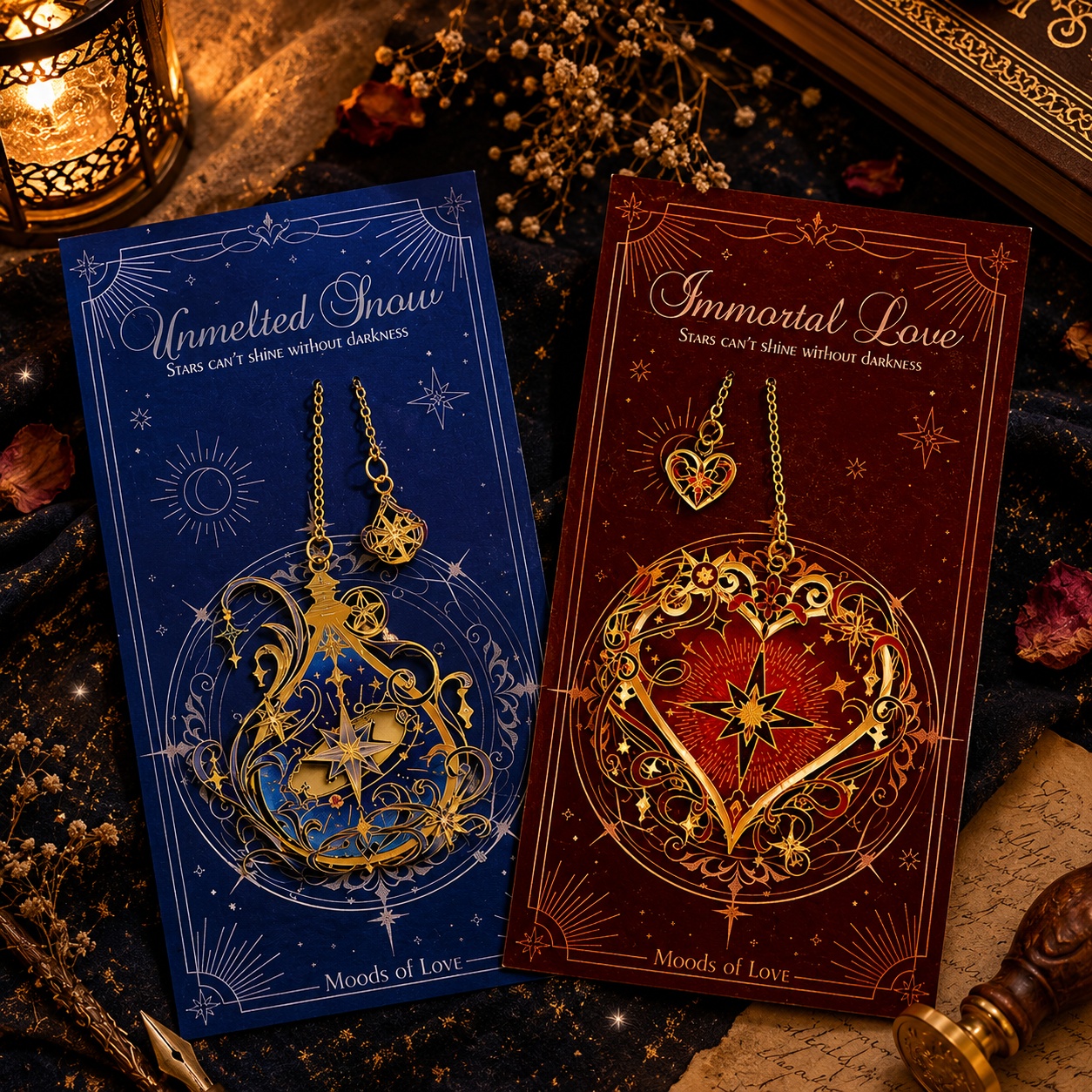 Металева закладка для книги «Mystic Hearts» з декоративною підвіскою