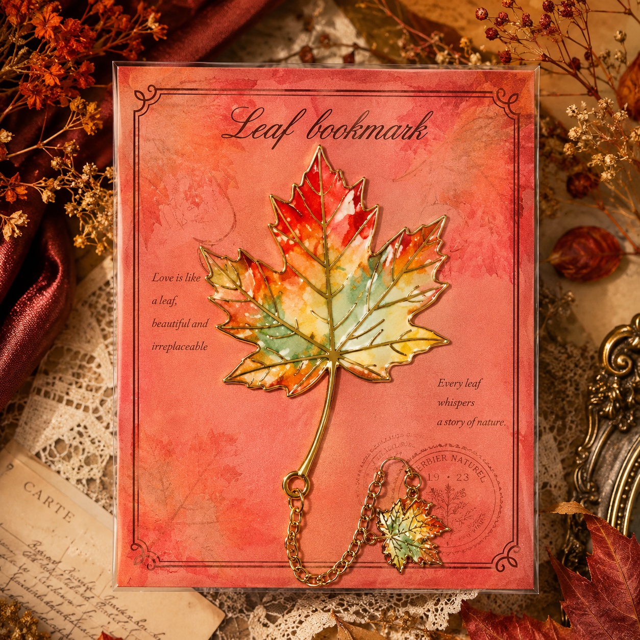 Металева закладка «Vintage Leaves» осінній клен