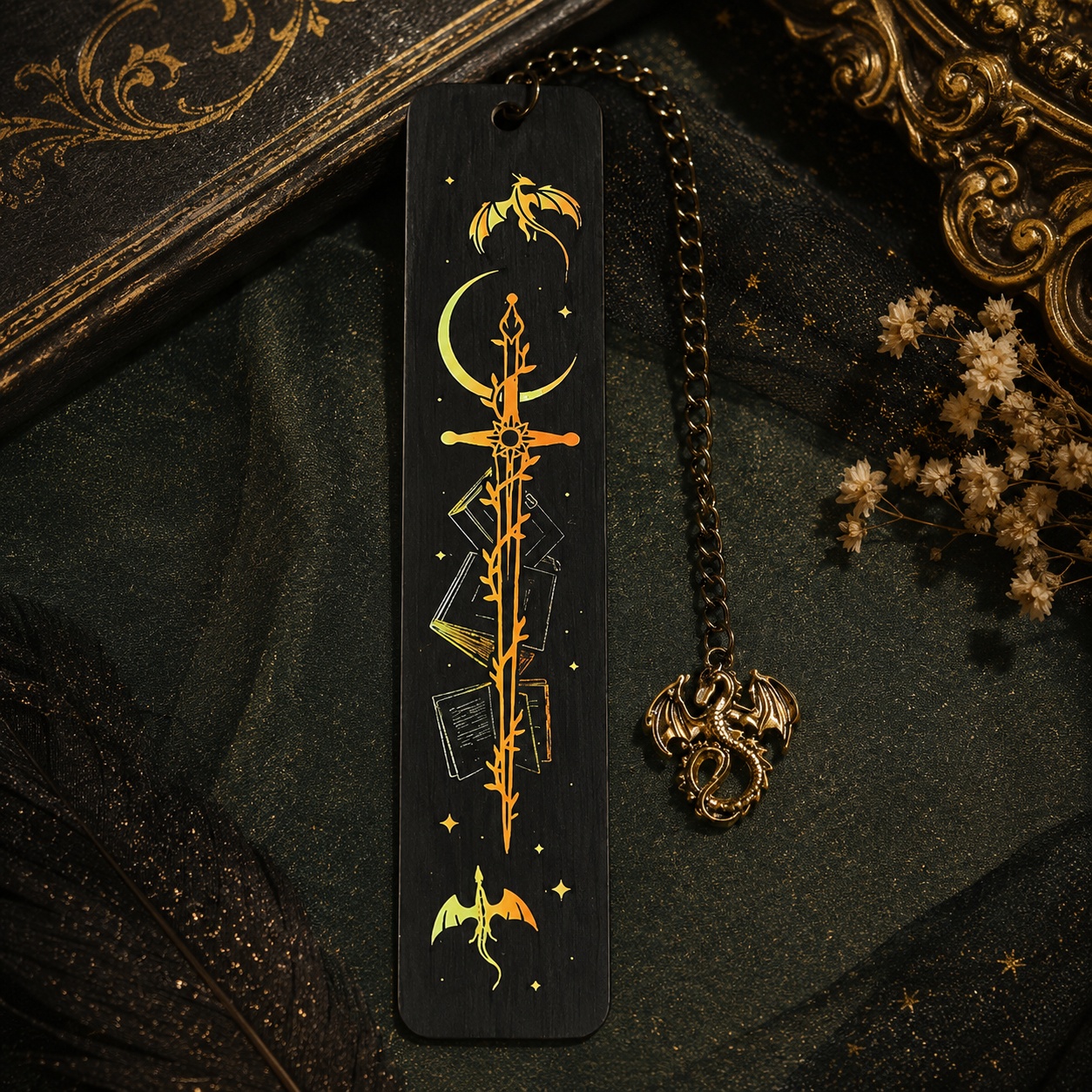 Металева закладка для книги «Dragon Sword» з підвіскою дракона
