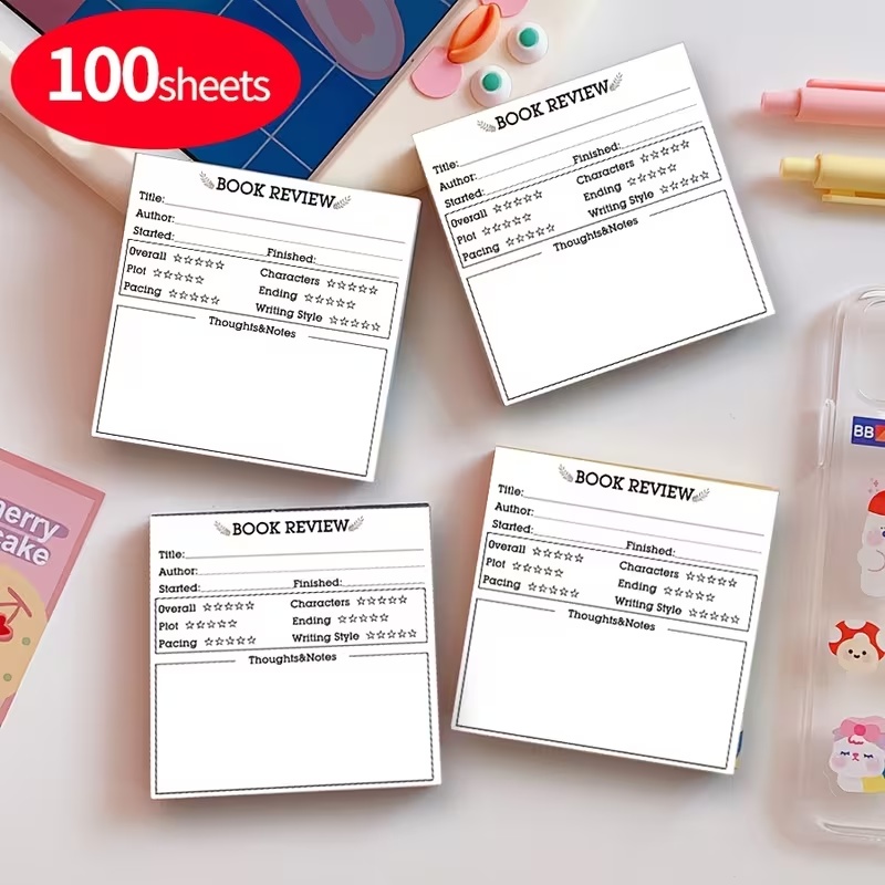 Book Review Sticky Notes — читацькі нотатки та review tracker 100 аркушів