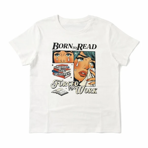 Футболка Born to Read Forced to Work - Білий / S-M