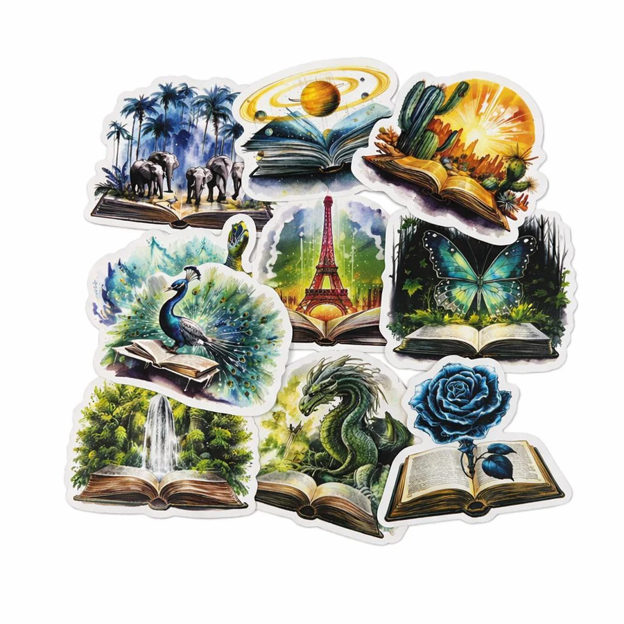 Наліпки Fantasy з книгами — кольоровий набір (10 шт.)