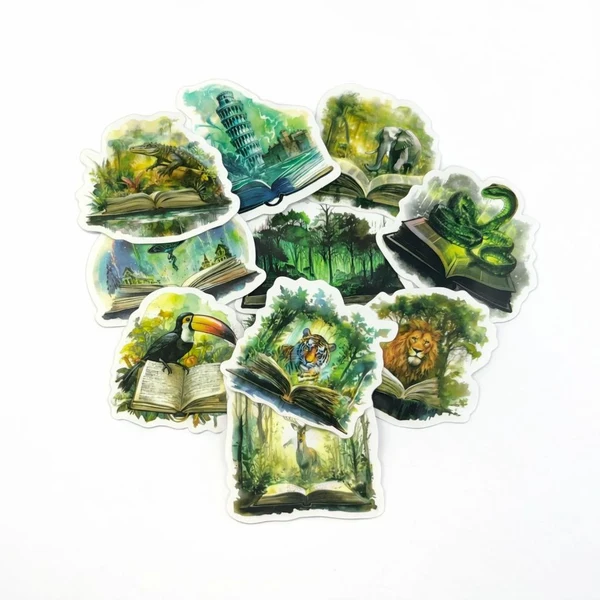 Наліпки Fantasy з книгами — зелений набір (10 шт.)
